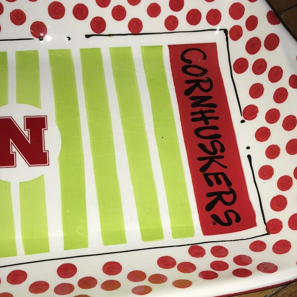 Nebraska Cornhuskers Decorative Serving Platter - Red & Lime